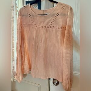 Loft. Women’s long sleeve large blouse! Pink/peach, beautiful details!
